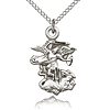 Sterling Silver 7/8in St Michael Dragon Pendant & 18in Chain