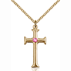 Gold Filled 1in Crusader Cross Pendant with 3mm Rose Bead & 18in Chain