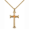 Gold Filled 1in Crusader Cross Pendant with Topaz Bead & 18in Chain