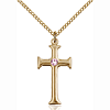 Gold Filled 1in Crusader Cross Light Amethyst Bead & 18in Chain