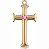 14kt Yellow Gold 1in Crusader Cross with 3mm Rose Bead  