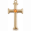 14kt Yellow Gold 1in Crusader Cross with 3mm Topaz Bead  