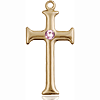 14kt Yellow Gold 1in Crusader Cross with 3mm Light Amethyst Bead  