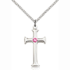 Sterling Silver 1in Crusader Cross Pendant with Rose Bead & 18in Chain