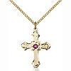 Gold Filled 7/8in Floral Cross with Amethyst Bead Necklace