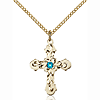 Gold Filled 7/8in Baroque Cross Zircon Bead Pendant & 18in Chain