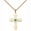 Gold Filled 7/8in Florid Cross Zircon Bead Pendant & 18in Chain