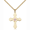 Gold Filled 7/8in Florid Cross Light Amethyst Bead Necklace