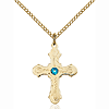Gold Filled 7/8in Beaded Cross Zircon Bead Pendant & 18in Chain
