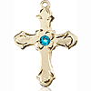 14kt Yellow Gold 7/8in Floral Cross with 3mm Zircon Bead  