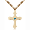 Gold Filled 1 1/4in Cross Pendant with 3mm Zircon Bead & 24in Chain