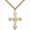 Gold Filled 1 1/4in Floral Peridot Bead Cross Pendant & 24in Chain