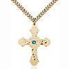 Gold Filled 1 1/4in Baroque Zircon Bead Cross Pendant & 24in Chain