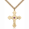 Gold Filled 1 1/4in Baroque Amethyst Bead Cross Pendant & 24in Chain