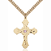 Gold Filled 1 1/4in Baroque Light Amethyst Bead Cross & 24in Chain