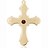 14kt Yellow Gold 1 1/4in Cross with 3mm Garnet Bead  