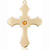 14kt Yellow Gold 1 1/4in Cross with 3mm Topaz Bead  