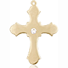 14kt Yellow Gold 1 1/4in Cross with 3mm Crystal Bead  