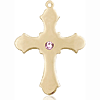 14kt Yellow Gold 1 1/4in Cross with 3mm Light Amethyst Bead  