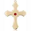 14kt Yellow Gold 1 1/4in Cross with 3mm Ruby Bead  