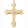 14kt Yellow Gold 1 1/4in Cross with 3mm Peridot Bead  