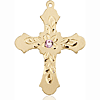 14kt Yellow Gold 1 1/4in Baroque Cross with 3mm Light Amethyst Bead  