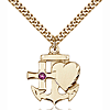 Gold Filled 7/8in Faith Hope & Charity Amethyst Bead 24in Necklace