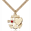Gold Filled 7/8in Faith Hope & Charity Ruby Bead 24in Necklace