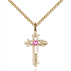 Gold Filled 7/8in Rose Bead Cross Pendant & 18in Chain