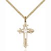 Gold Filled 7/8in Crystal Bead Cross Pendant & 18in Chain