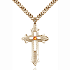 Gold Filled 1 3/8in Topaz Bead Cross Pendant & 24in Chain