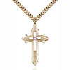 Gold Filled 1 3/8in Light Amethyst Bead Cross Pendant & 24in Chain