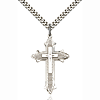 Sterling Silver 1 3/8in Crystal Bead Cross Pendant & 24in Chain