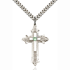 Sterling Silver 1 3/8in Peridot Bead Cross Pendant & 24in Chain