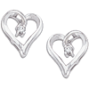14k White Gold .04 ct tw Diamond Open Heart Earrings