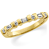 14k Gold 3/8 CT TW Diamond Round and Baguette Bar Wedding Band