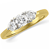 14k Yellow Gold 1/2 ct tw Diamond Three Stone Ring
