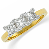 14k Two-Tone Gold 1 1/3 CT TW Princess cut Diamond Three Stone Ring