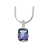 Sterling Silver 11x9mm Amethyst with Cubic Zirconia Necklace 18in