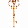 14kt Yellow Gold 1 1/4in Key Two Hearts Medal with 3mm Topaz Bead  