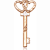 14kt Yellow Gold 1 1/4in Key Two Hearts Medal with 3mm Crystal Bead  