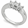 14k White Gold 5/8 ct tw Princess Cut Diamond Three Stone Ring