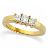 14k Yellow Gold 5/8 CT TW Princess cut Diamond Three Stone Ring
