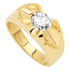 14k Yellow Gold 1.5 ct Forever One Moissanite Men's Belcher Cut Ring