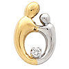 14kt Two Tone Gold 9/16in Mother and Child Diamond Charm
