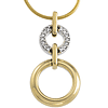 14k Two-tone Gold 1/12 CT Diamond Double Circle Pendant