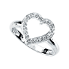 Sterling Silver 1/3 ct tw Cubic Zirconia Heart Ring