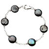 Sterling Silver 7 1/2in Freshwater Cultured Black Coin Pearl Bracelet