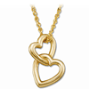 14k Yellow Gold Double Heart Interlocking Necklace