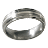 Titanium 6mm Satin Wedding Band Sterling Silver Inlay Grooved Edges